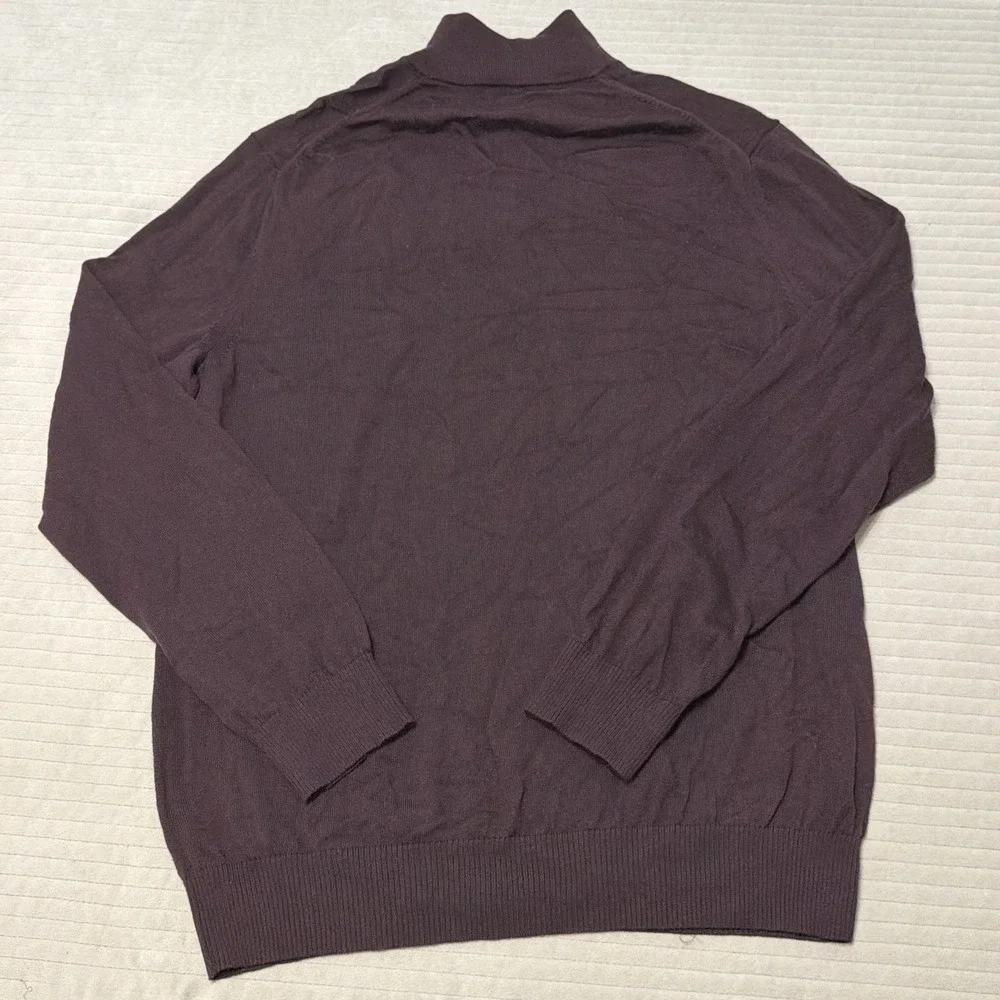 Charles Tyrwhitt Sweater Mens L 100% Merino Wool Burgundy 1/4 Zip Preppy